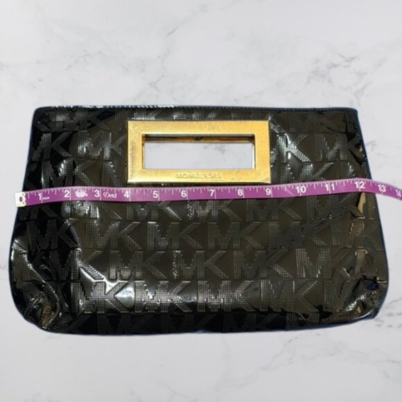 Michael Kors Black Glossy Clutch with Gold Accent - Picture 6 of 10